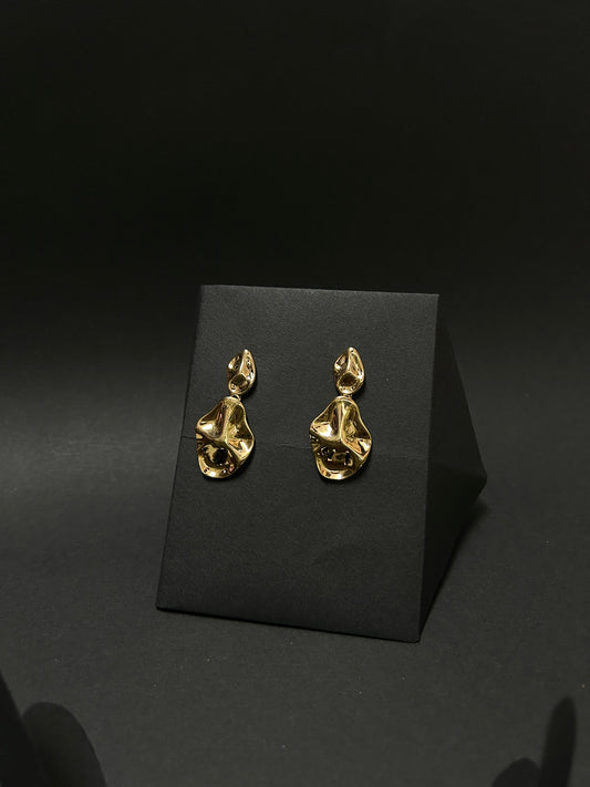Molten Gold Abstract Drop Earrings