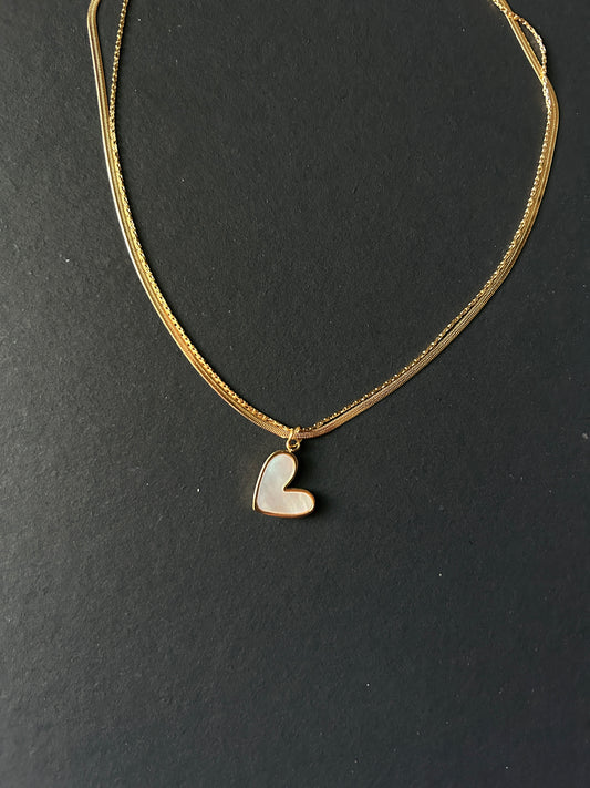 Mother pearl double love chain